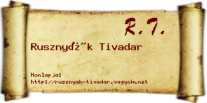 Rusznyák Tivadar névjegykártya