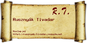Rusznyák Tivadar névjegykártya